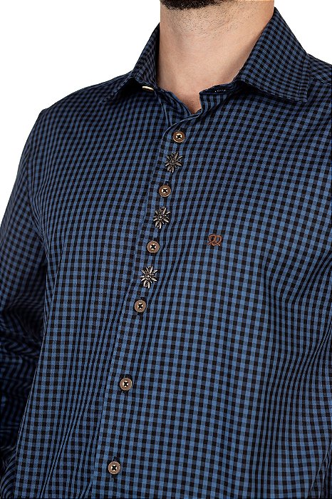 Camisa Azul e Preto Xadrez