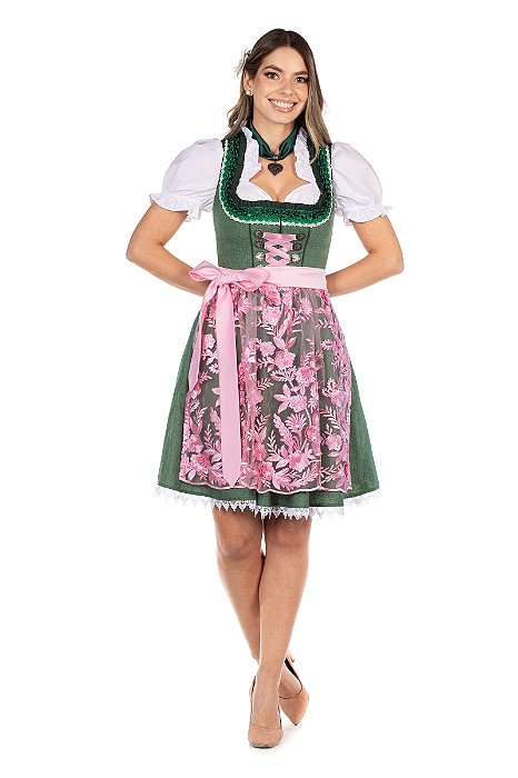 Vestido Verde e Rosa claro