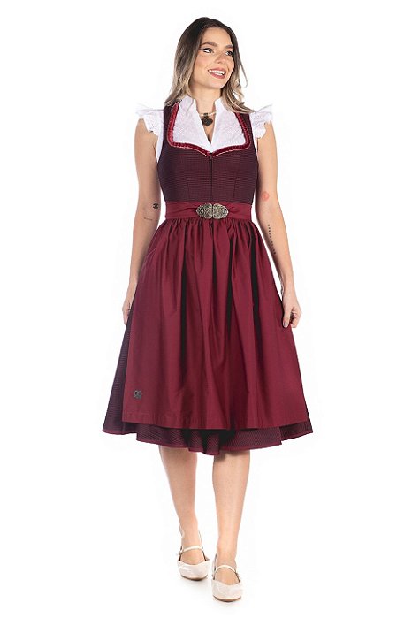 Vestido Midi Marsala com Fivela