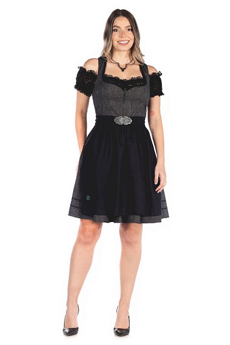 Vestido Preto Mescla com Fivela