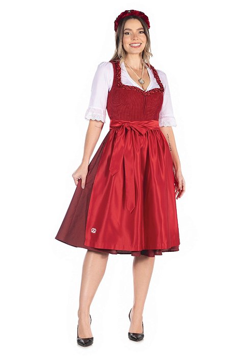 Vestido Midi Vermelho de Veludo