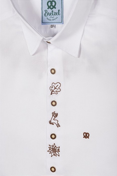 Camisa Branca Bordada Listrada