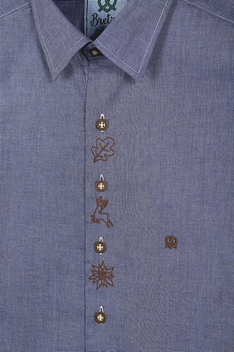 Camisa Azul Bordada