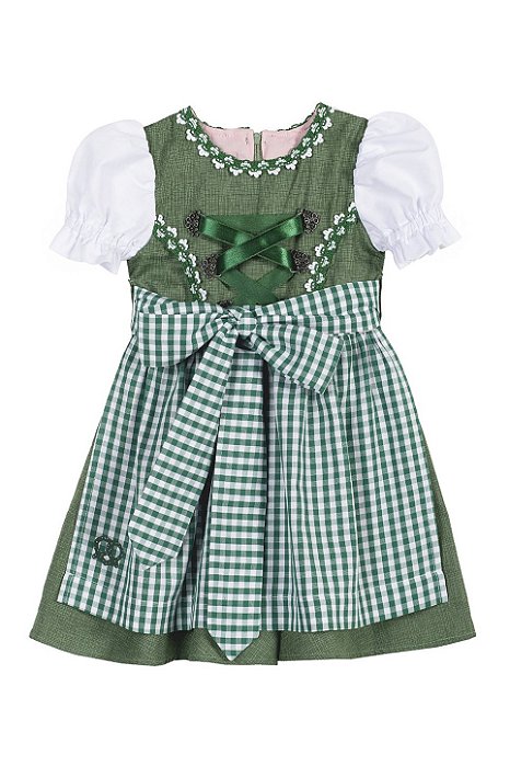 Vestido Infantil Verde e Xadrez
