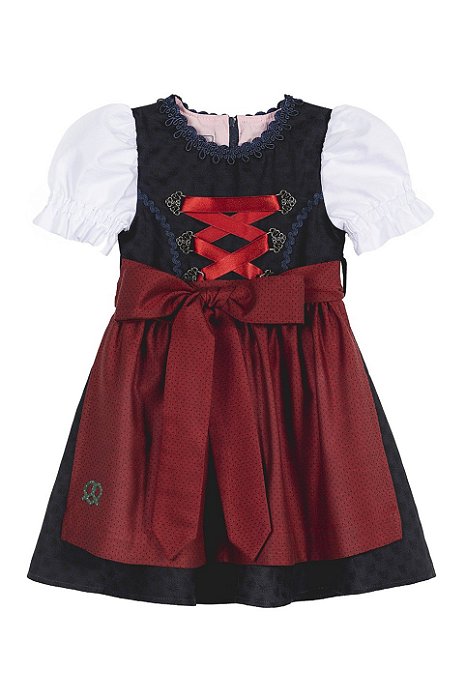 Vestido Infantil Azul Marinho e Vermelho