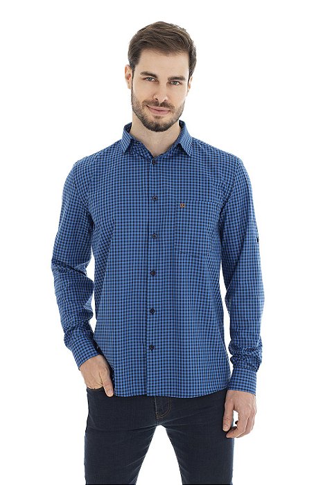 Camisa Azul e Preto Xadrez