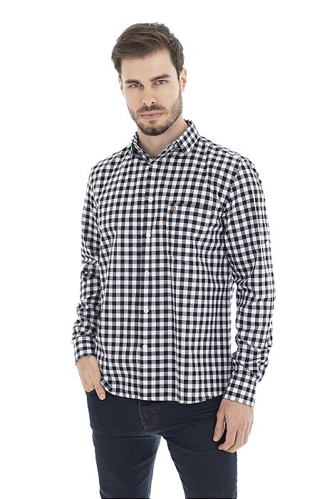 Camisa hot sale xadrez preta