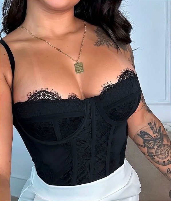 Cropped Corset Renda - Tamanho Único