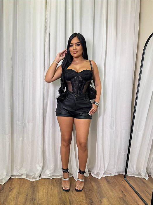 Conjunto Corset Renda + Short Safira