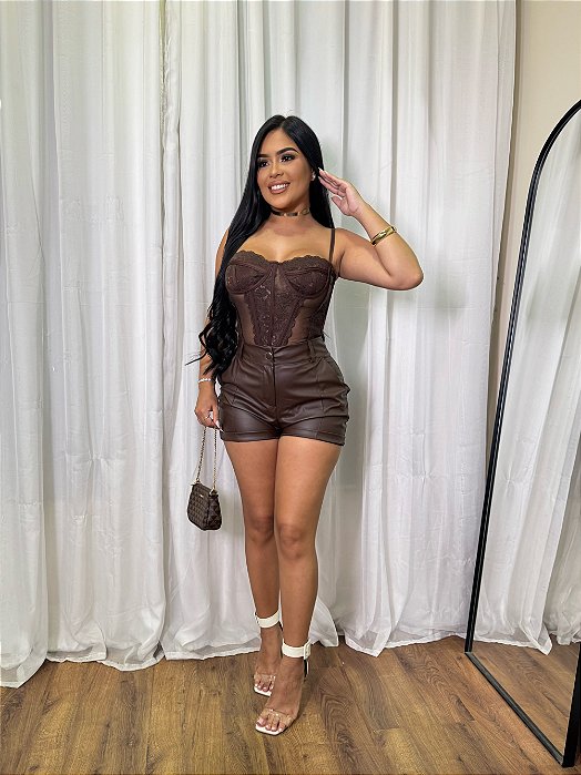 Conjunto Corset Renda + Short Safira