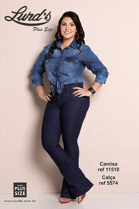 calça flare jeans plus size