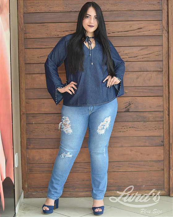 blusa plus size jeans