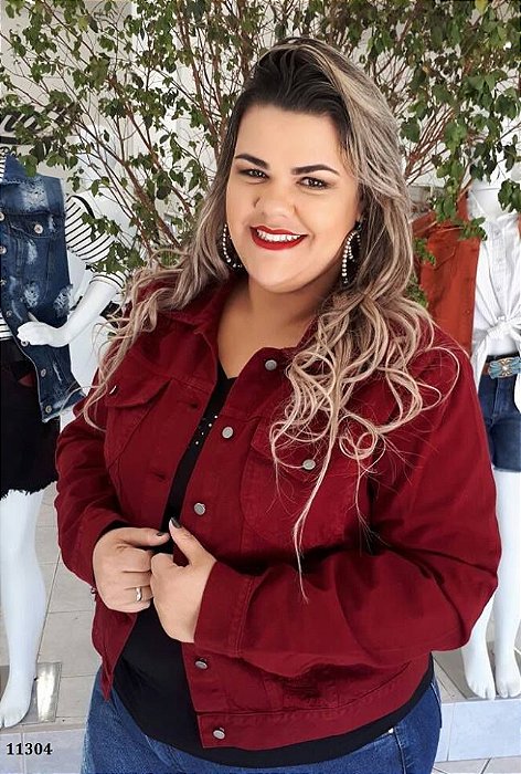 jaqueta jeans vinho