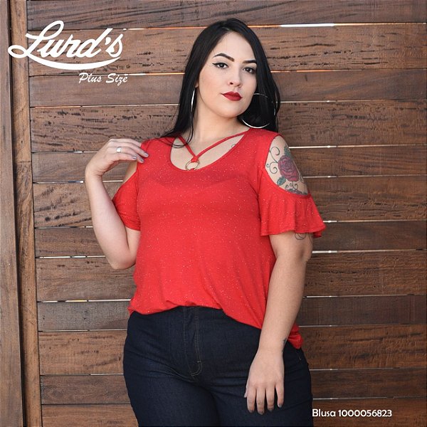 blusa vermelha feminina plus size