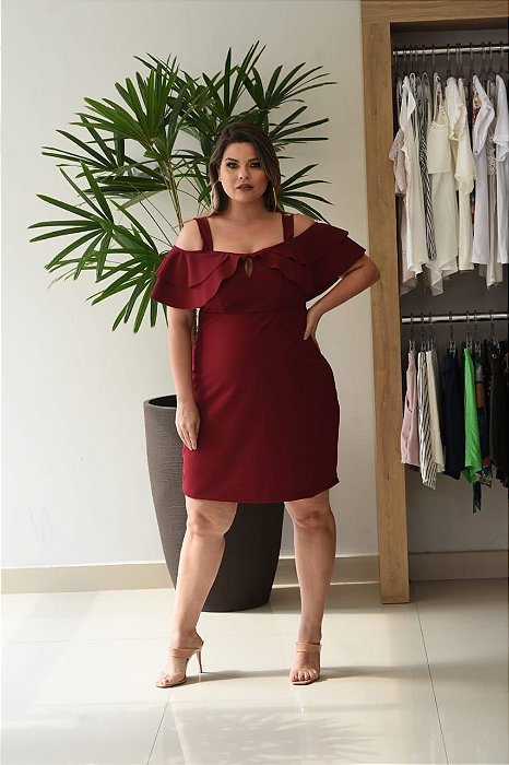 vestido bordo plus size