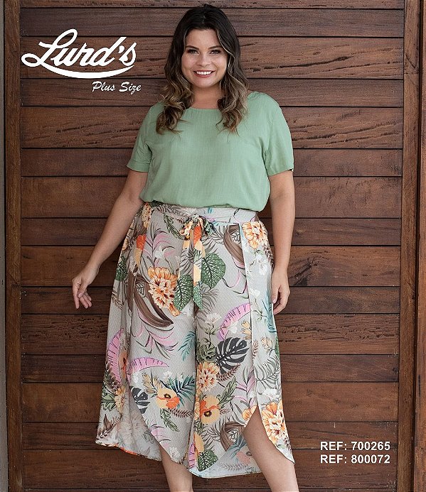 conjunto pantacourt plus size