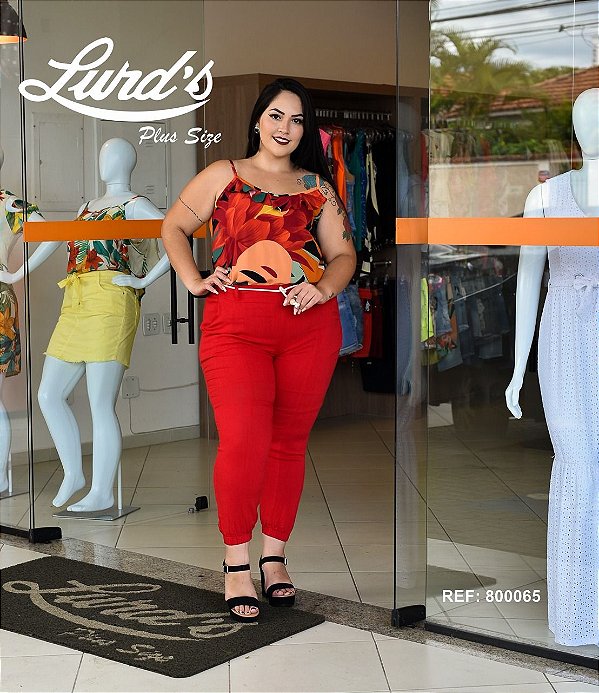 calça jogger vermelha feminina