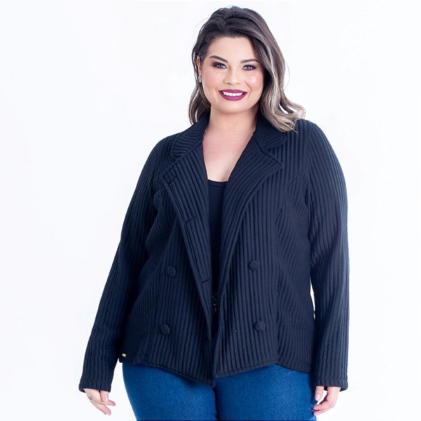 casaco preto feminino plus size