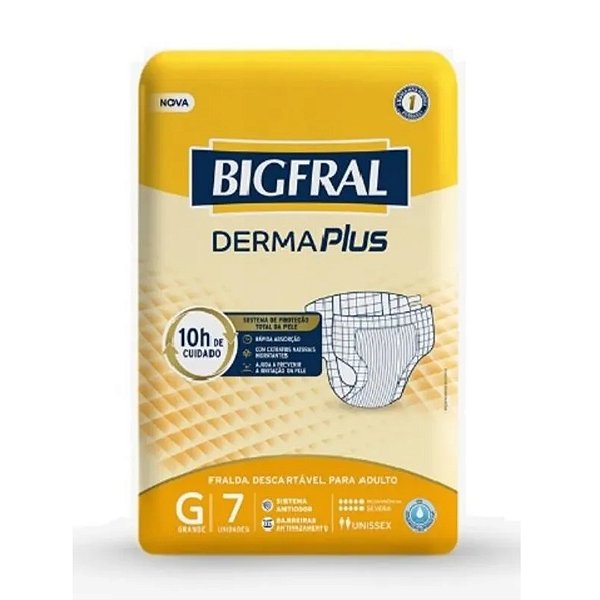 Fralda Bigfral Derma Plus G com 7 unidades
