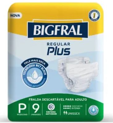 Fralda Bigfral Regular Plus P com 9 unidades