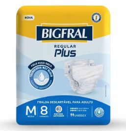 Fralda Bigfral Regular Plus M com 8 unidades