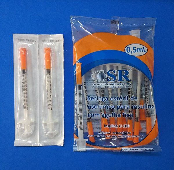 Seringa Desc. 0,5mL c/ agulha fixa 0,3x8mm 50UI Insulina SR - Unidade