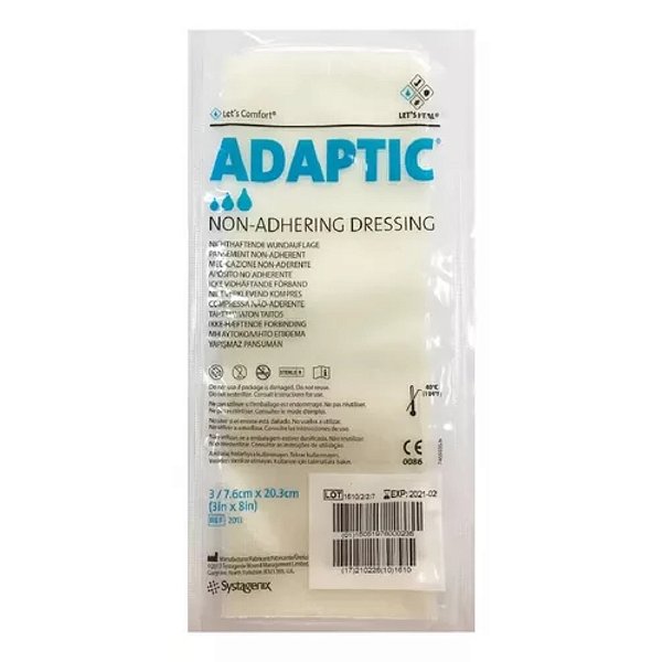 Curativo Adaptic Malha não Aderente 7,6x20,3cm Systagenix 3u
