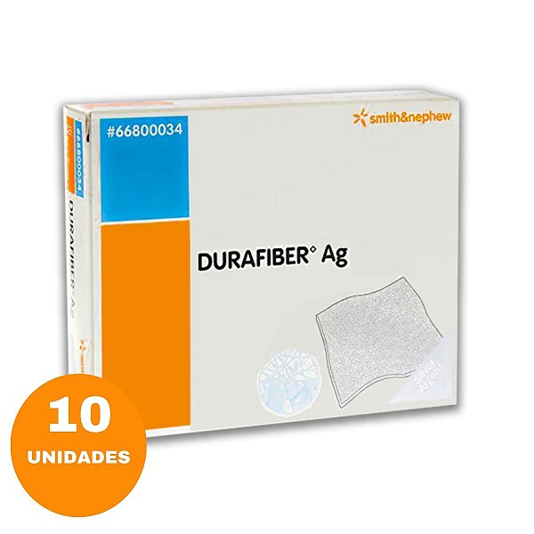 Curativo antimicrobiano Durafiber AG 10 x 10cm - caixa c/10 - Smith & Nephew