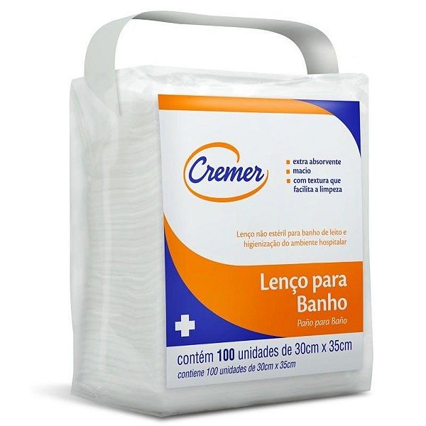 Lenço Para Banho 30cm x 35cm Cremer - Pcte/100 Un.