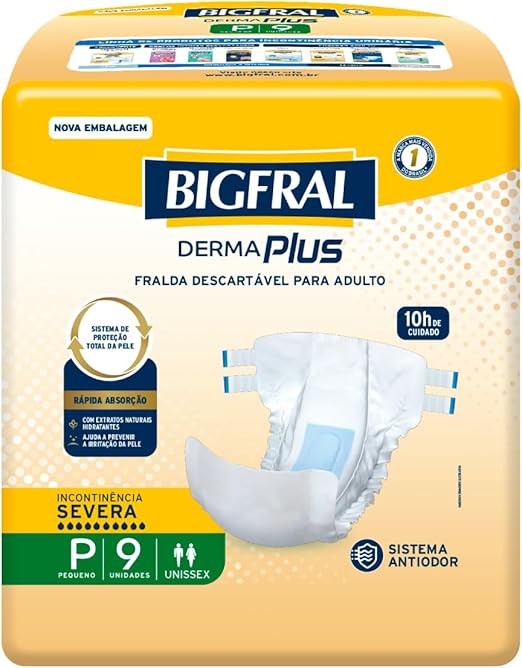Fralda Bigfral Derma Plus P 9 Unidades