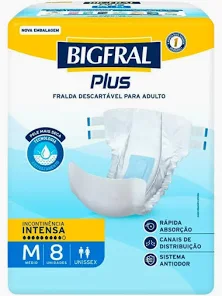 FRALDA BIGFRAL PLUS AD M PACOTE C/8