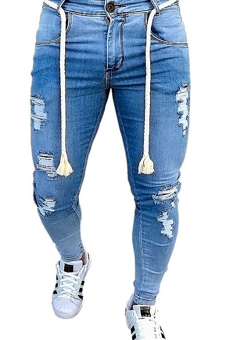 calça skinny destroyed