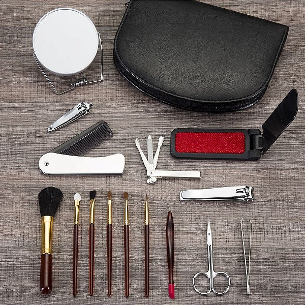 10 Kits manicure 15 peças em estojo de couro sintético 127 personalizado Minimo 10 peças