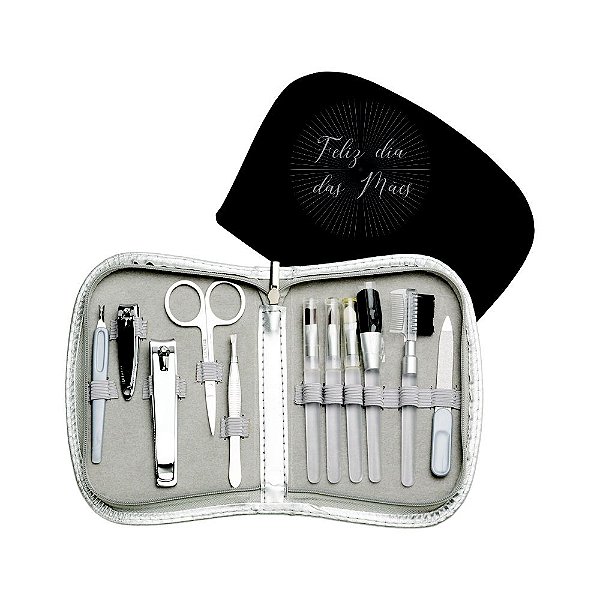 30 Kits manicure 11 peças em estojo de couro sintético 13771