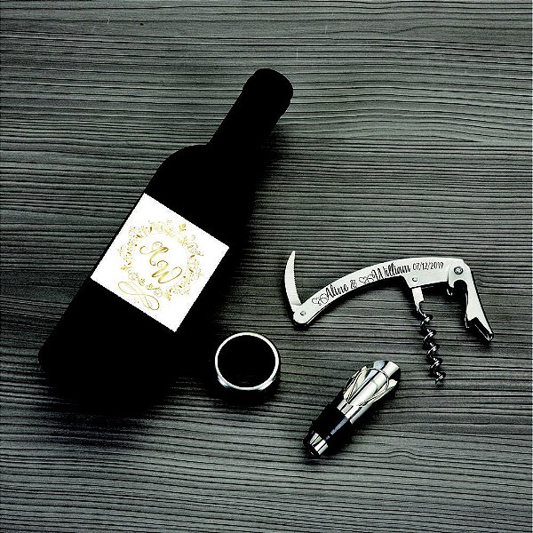 10 kits vinho 3 peças personalizados