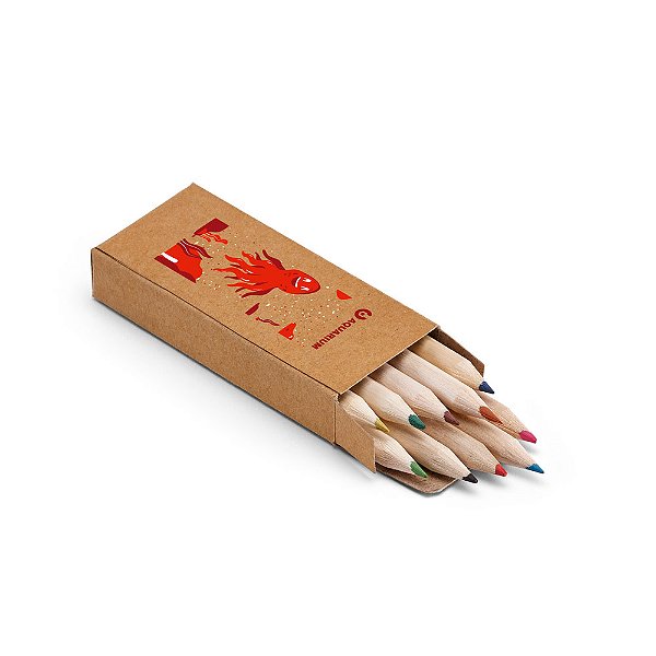 100 Caixa de papel kraft reciclado com 10 mini lápis de cor 51931
