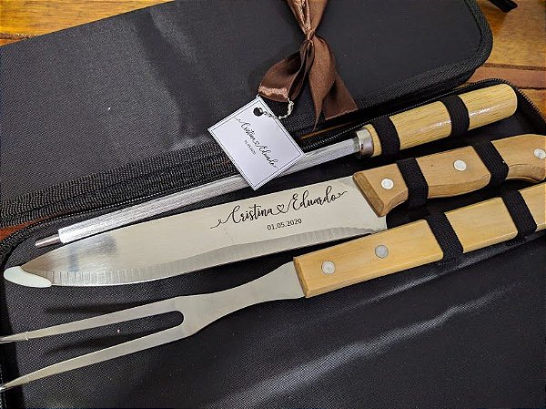 5 Kit churrasco personalizados a laser