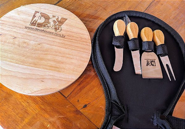 Kit queijo 5 peças em estojo de nylon com zíper e alça 12222