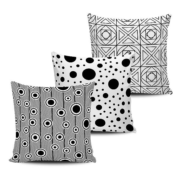 Conjunto 3 Almofadas Decorativas 45x45cm com enchimento - GEOBLACK10