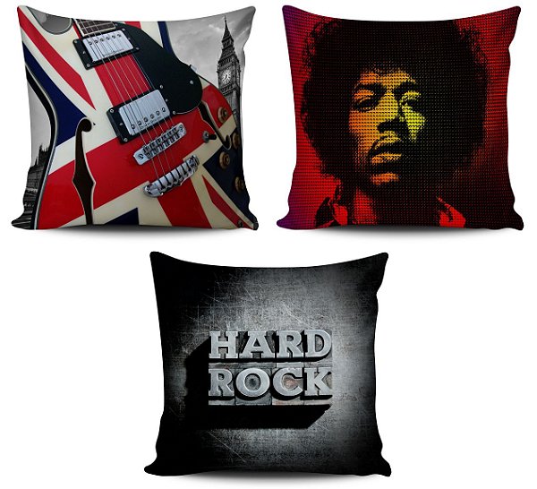 Kit 3 Almofadas Musical Rock Londres 45x45cm