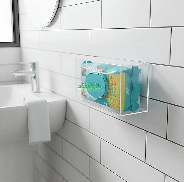 Porta Lenço Umedecido em Acrílico TRANSPARENTE