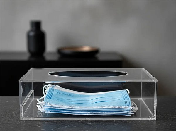 Caixa Acrilica Para Organizar Máscaras Transparente