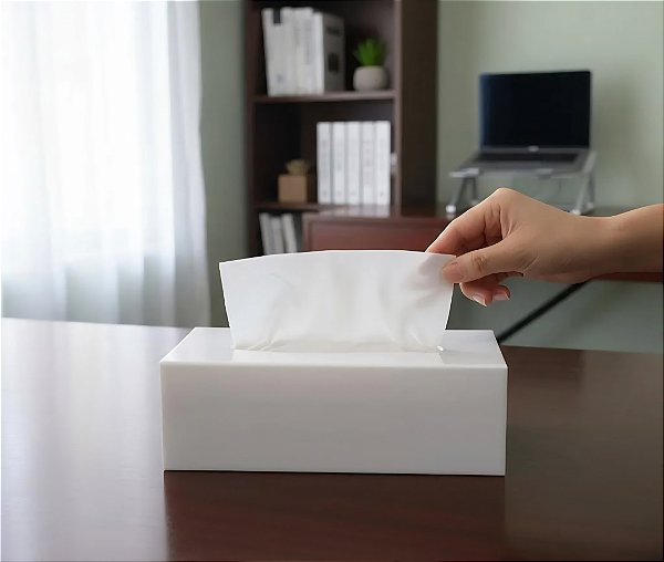 Caixa Dispenser Papel Toalha Interfolha em Acrilico BRANCO- 9cm Altura