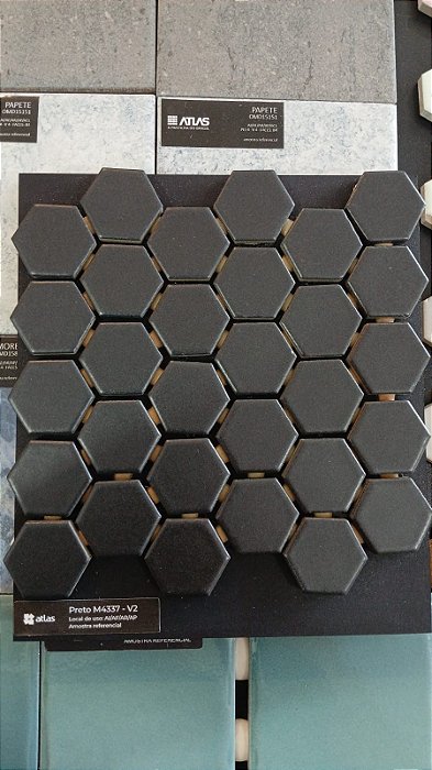 Pastilha de Porcelana Hexagonal - M-4337 - Preto Acetinado