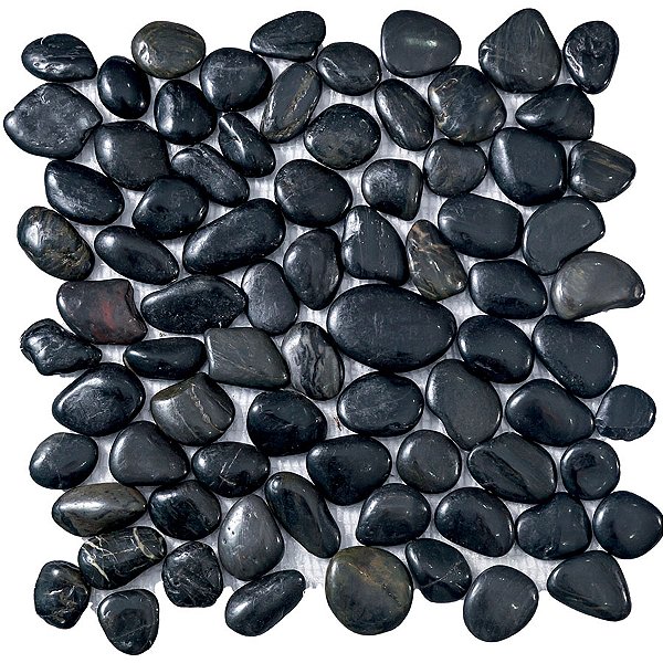 Seixo Grande Polido Preto - 30x30cm - Glass Mosaic - SX90