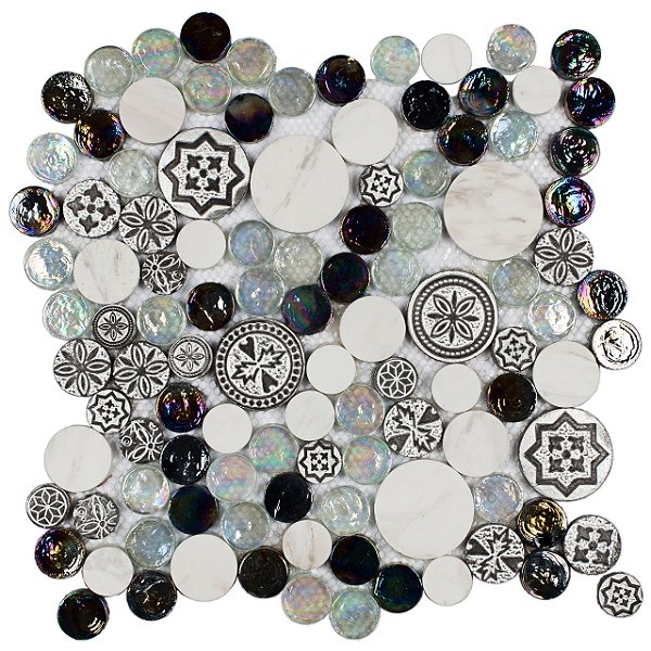 Pastilha de Mármore e Vidro Dali DL01 - 29,5x29,5cm - Glass Mosaic