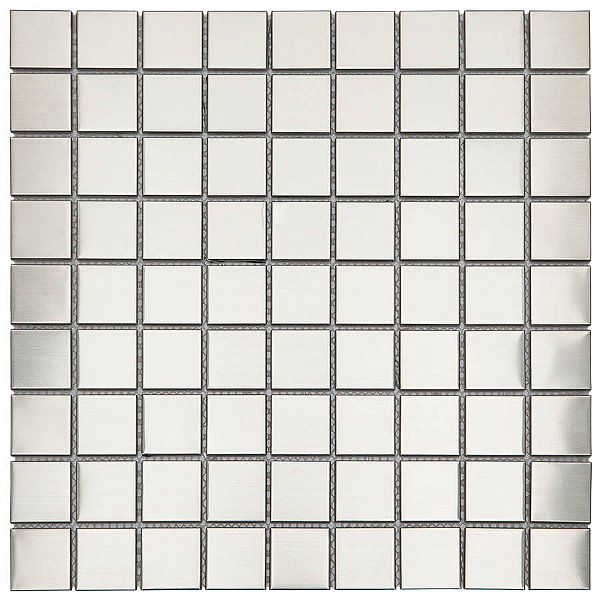 Pastilha Aço Inox Escovado AX01 - 29,2x29,2cm - Glass Mosaic