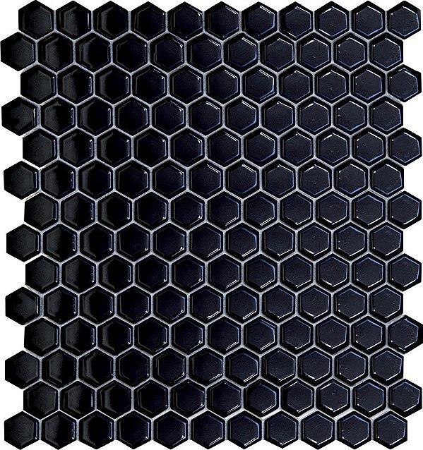 Pastilha de Porcelana Hexagonal - Preta Brilhante - PE2622