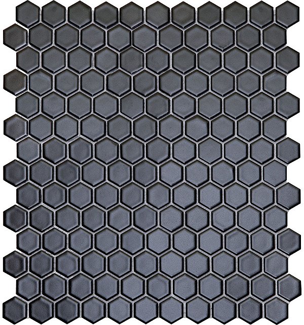 Pastilha de Porcelana Hexagonal - Preta Fosca - PE2623