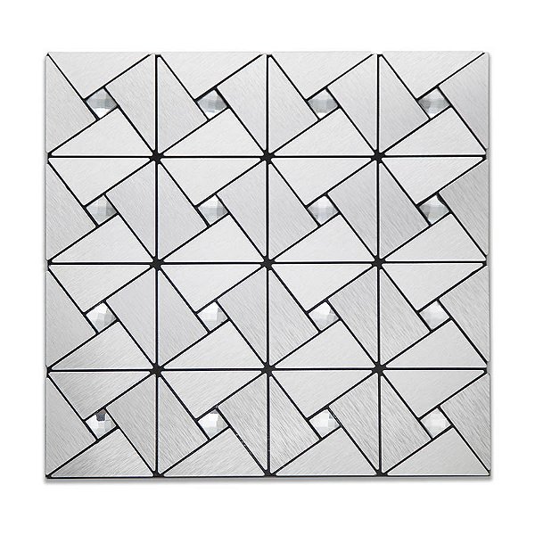 Pastilha De Metal Autocolante AL1006 - 30x30cm Glass Mosaic Prata Escovada
